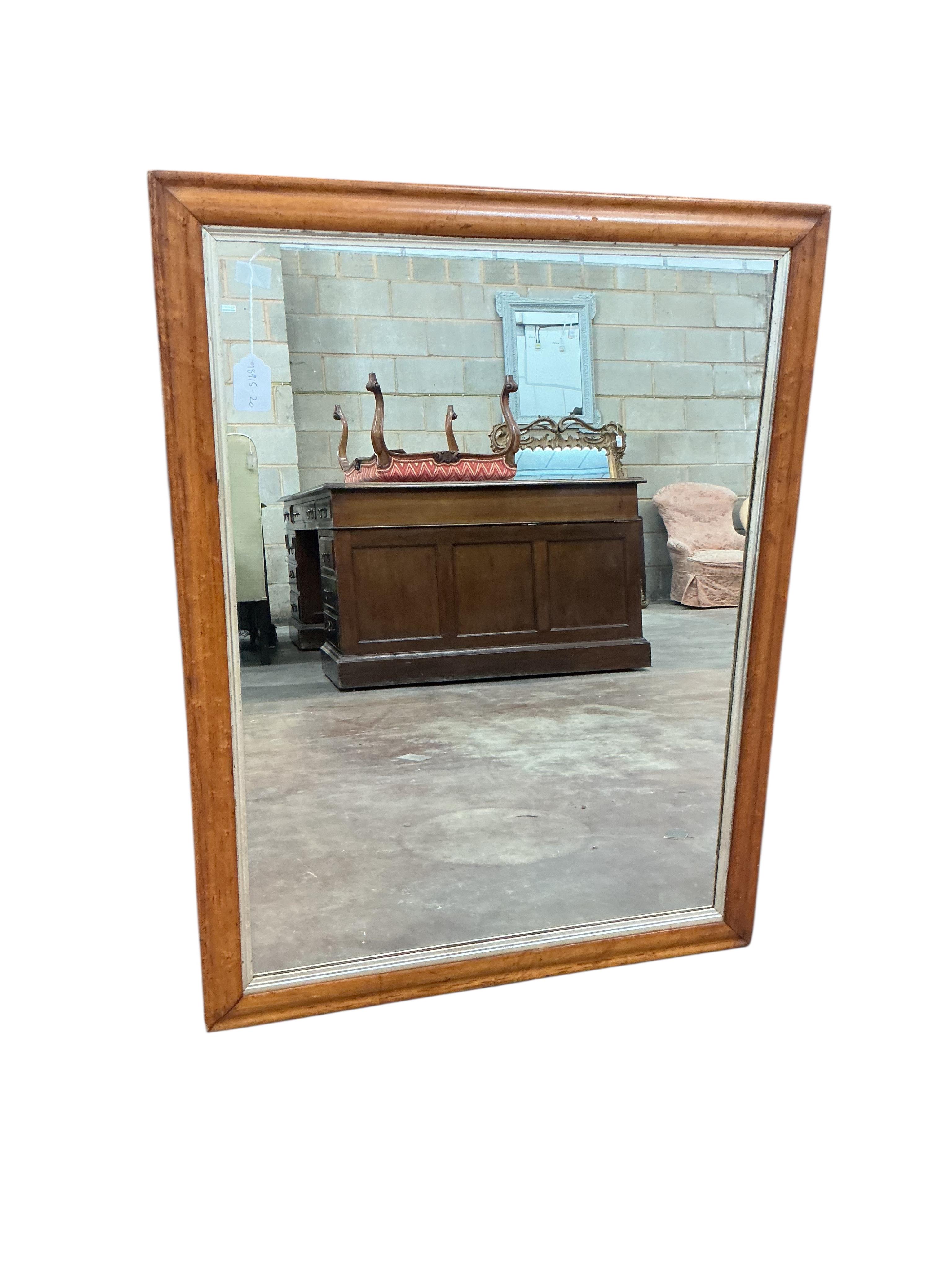 A Victorian rectangular maple frame, now as a wall mirror, width 74cm, height 97cm
